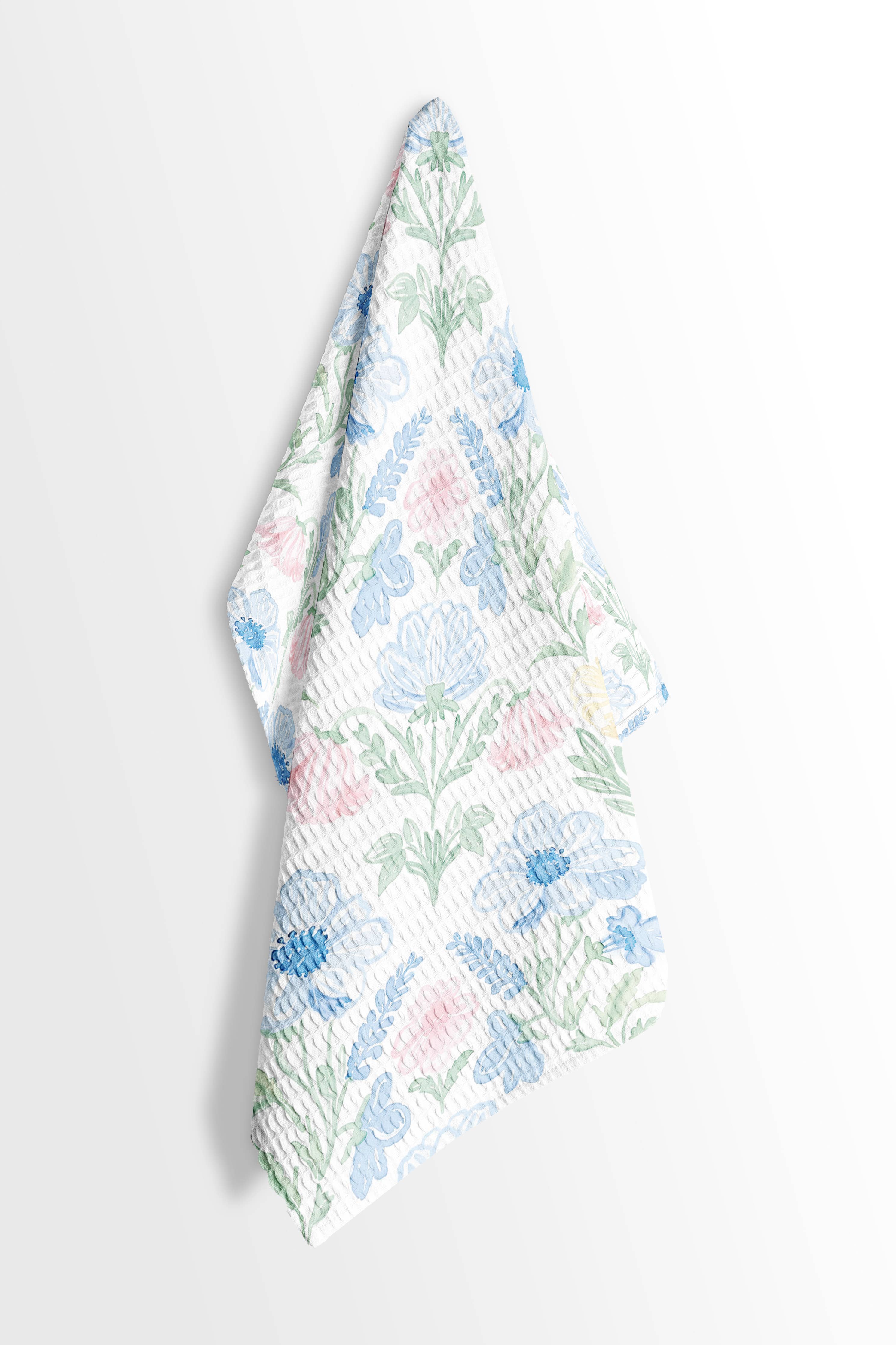 Chinoiserie Grandmillennial Kitchen Towel Blue Preppy Floral