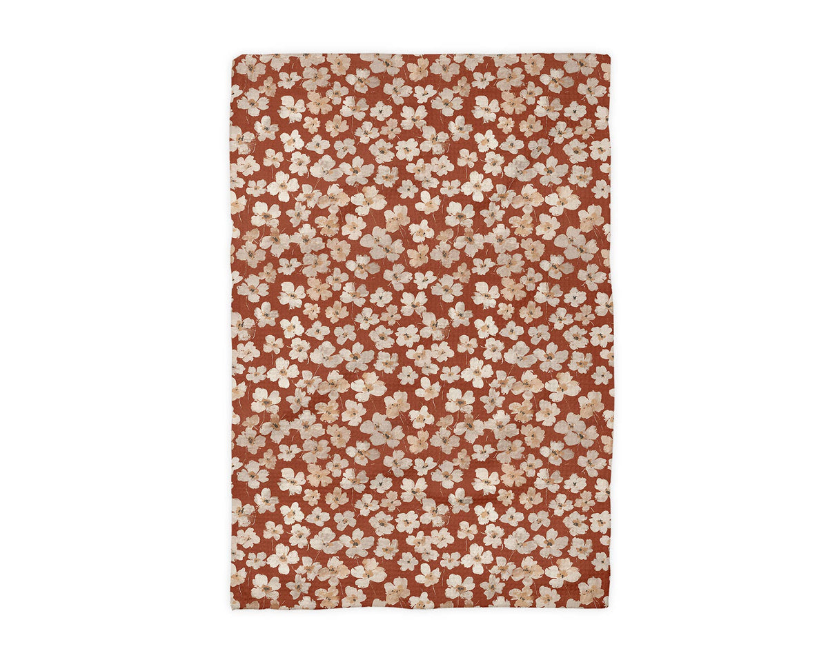 Boho Fall Floral Waffle Weave Kitchen Towel Autumn Rust