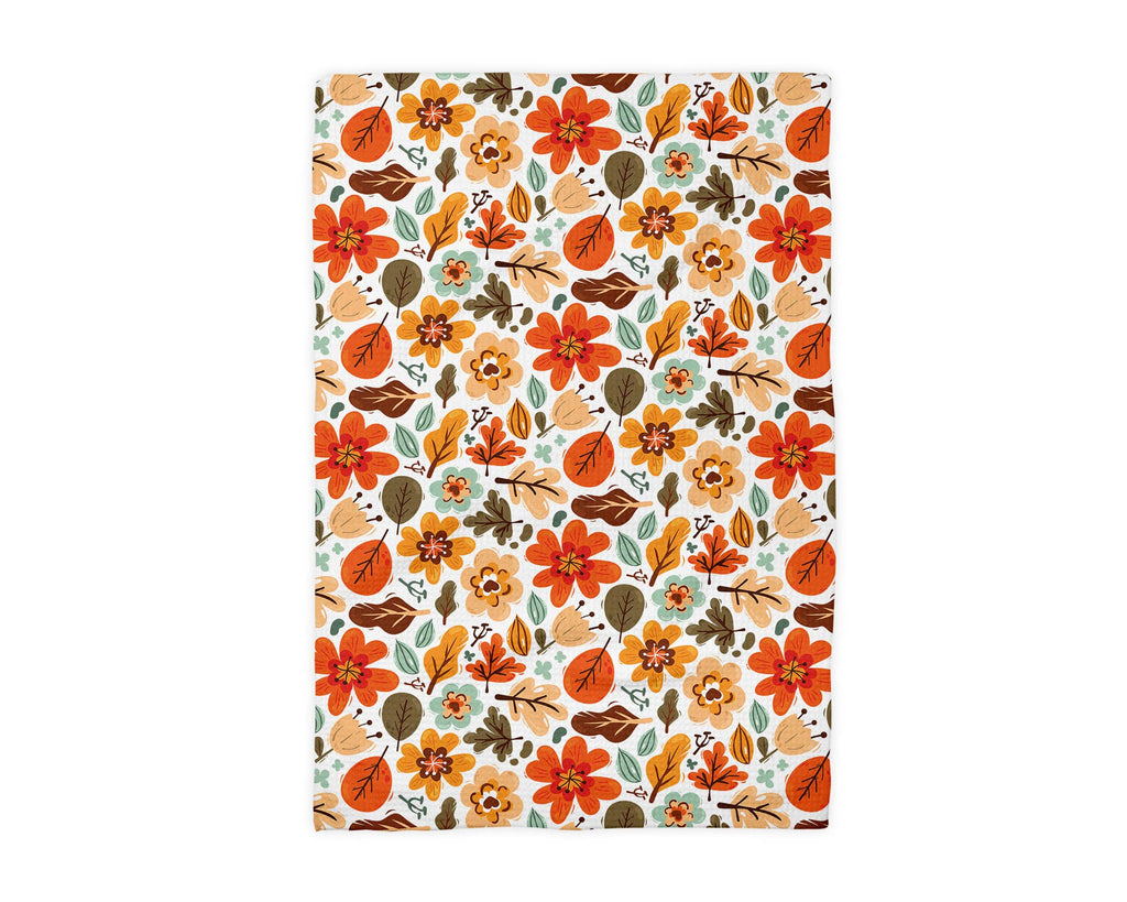 Fall Floral Waffle Weave Kitchen Towel | Autumn Flower