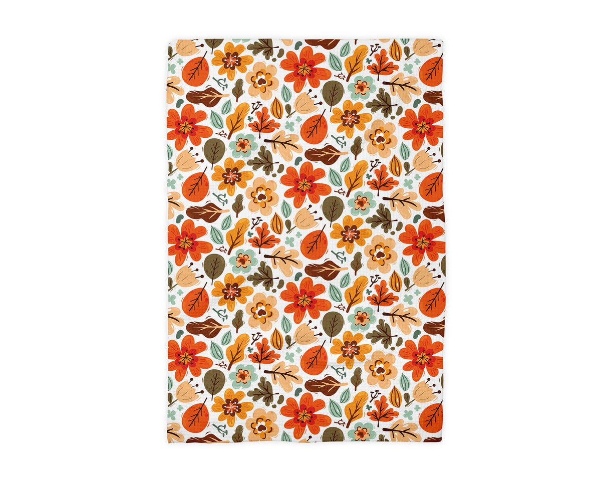 Fall Floral Waffle Weave Kitchen Towel | Autumn Flower