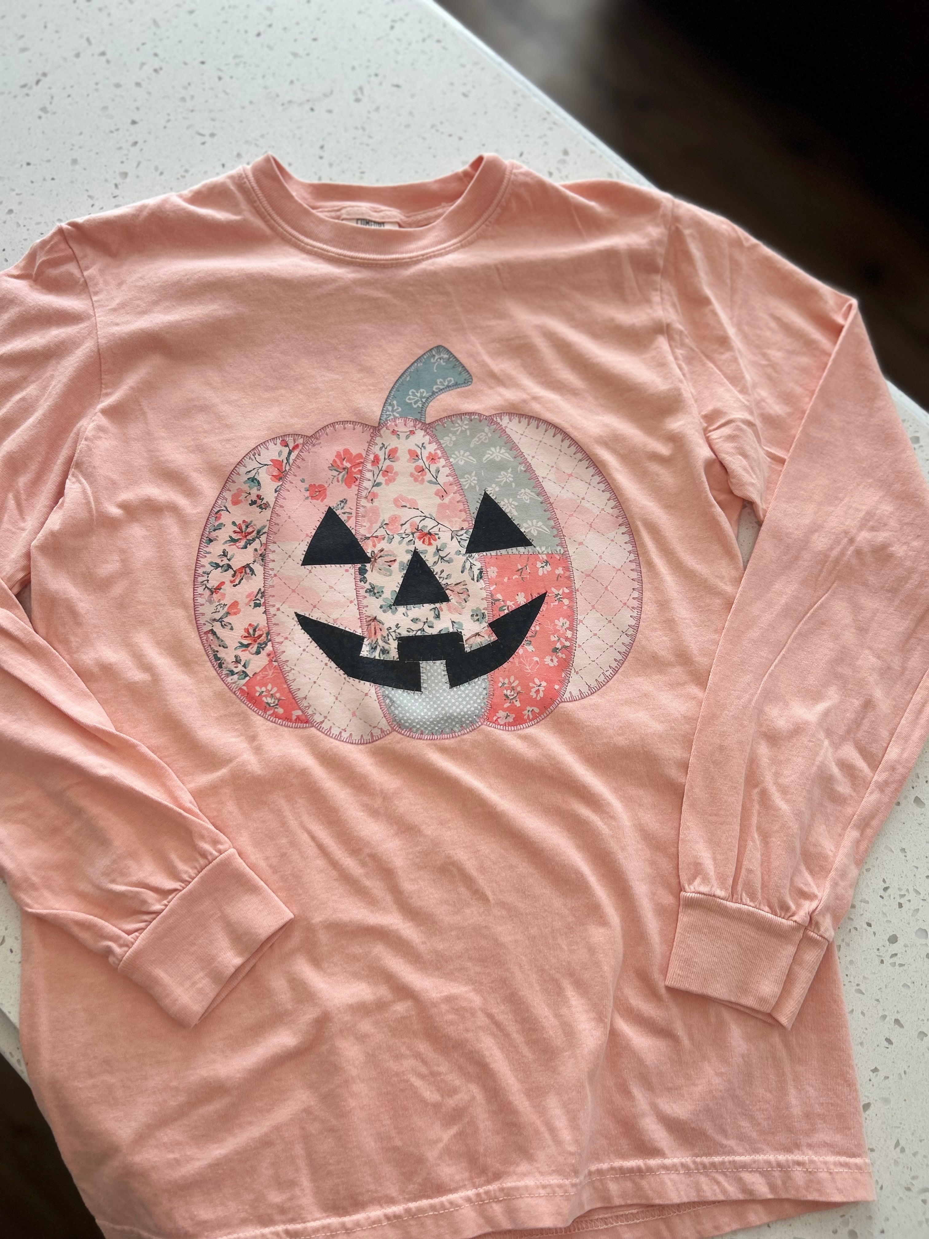 Pink Embroidered Pumpkin