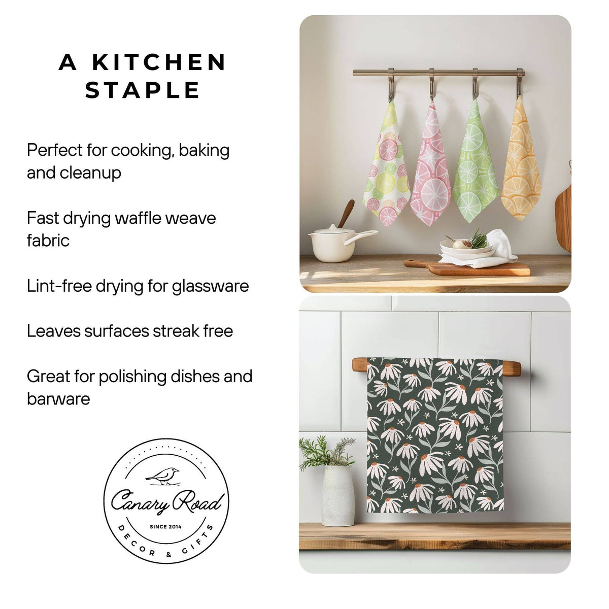 Fall Autumn Plaid Farmhouse Kitchen Towel Waffle Pumpkin