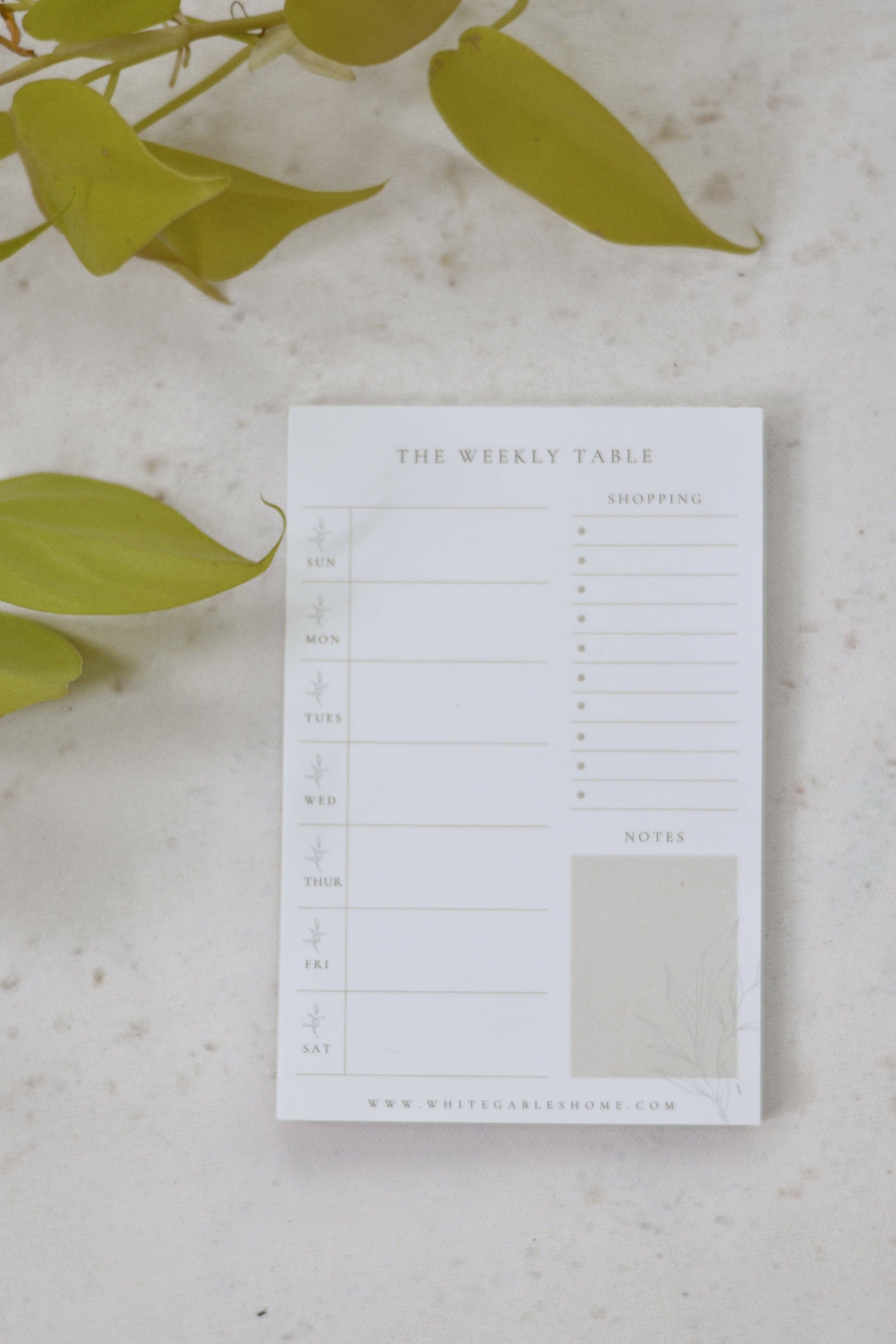 Weekly Table Menu Planning Pad